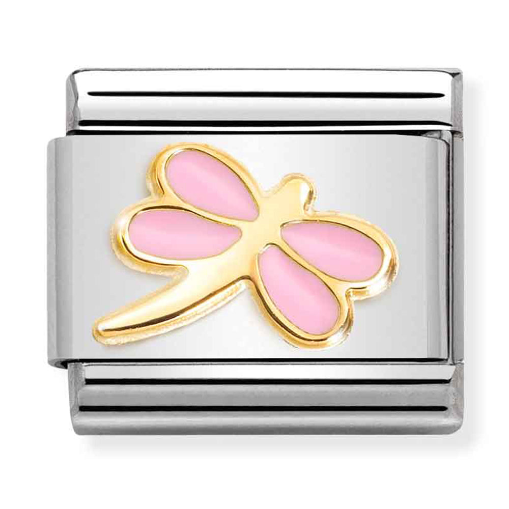 Nom-030285 54 Comp Classic Symbols St/Steel,Enamel & 18Ct Gold (Pink Dragonfly)