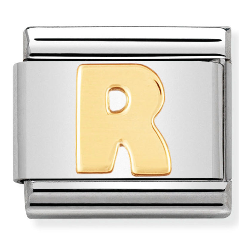 Nom-030101 18- Letters Composable Classic St/St & 18Ct Gold (Letter R)