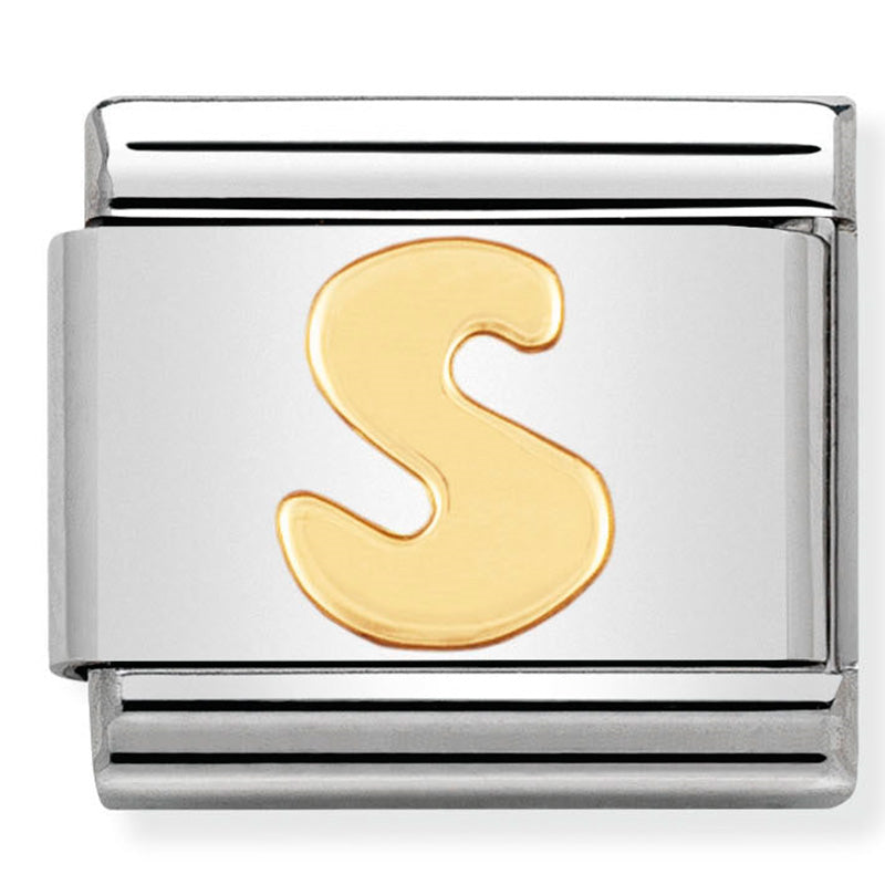 Nom-030101 19- Letters Composable Classic St/St & 18Ct Gold (Letter S)