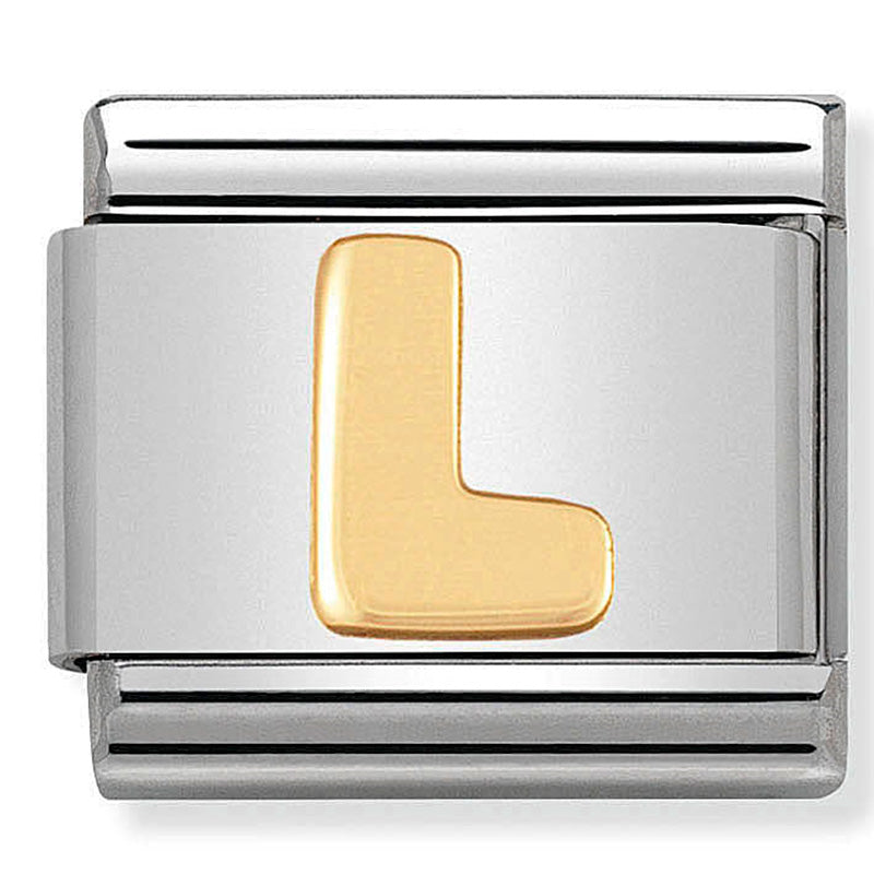 Nom-030101 12- Letters Composable Classic St/St & 18Ct Gold (Letter L)