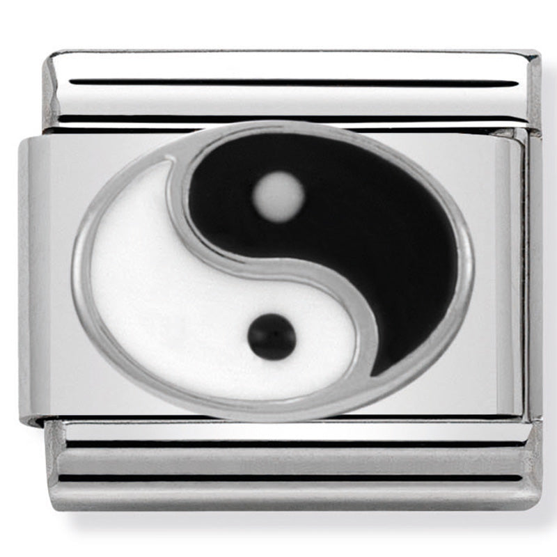 Nom-330202 14 Comp Classic Symbols St/Steel, Enamel & Silver 925 (Yin Yang)
