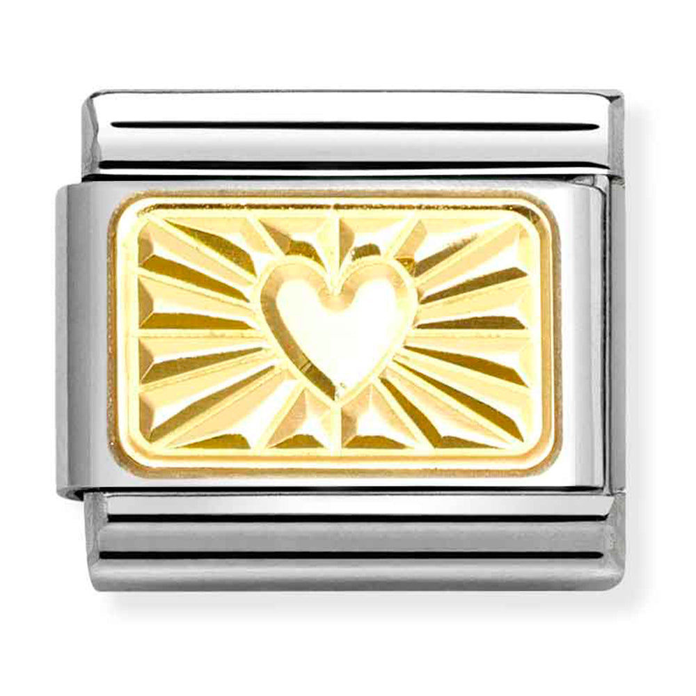 Nom-030121 58 Comp Classic Engraved Signs St/Steel & 18Ct Gold (Diamond Heart)