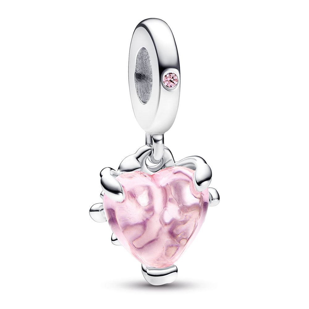 Pink Family Tree & Heart Dangle Charm