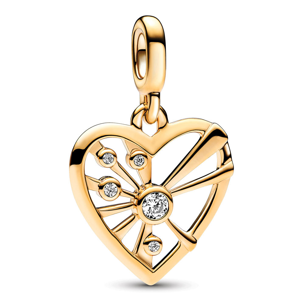 Heart 14K Gold-Plated Medallion With Clear Cubic Zirconia