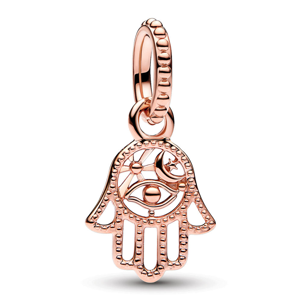 Hamsa hand 14k rose gold-plated dangle