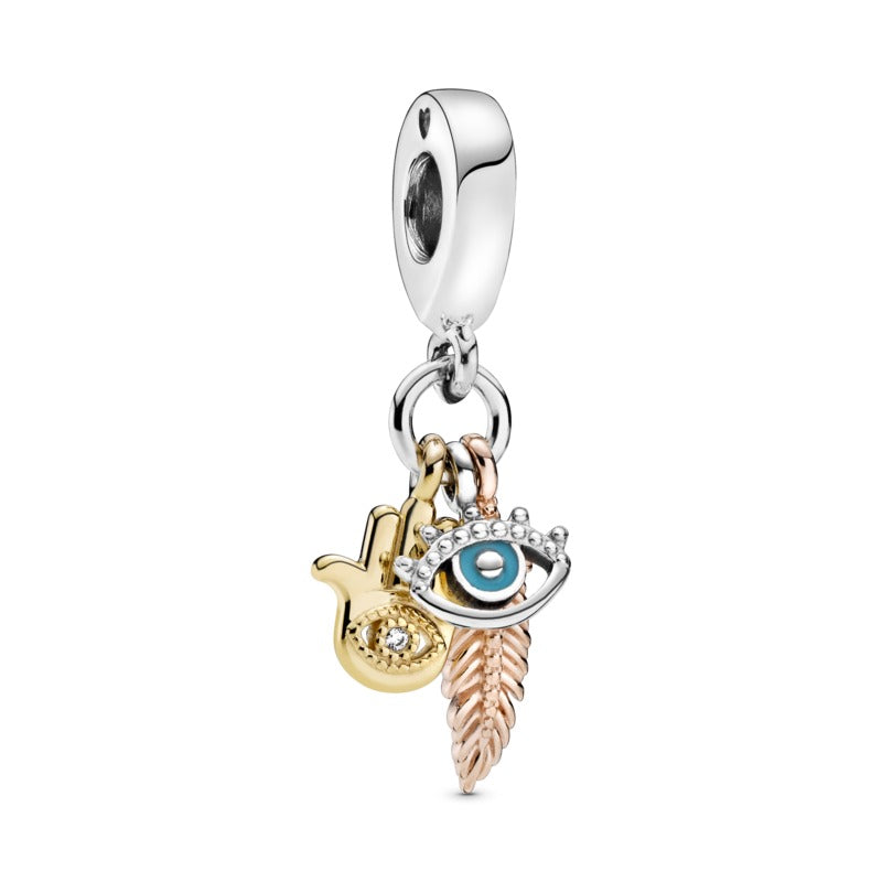 Pandora Shine Spirituality Hanging Charm w Pandora Rose, Turquiose Enamel & CZ