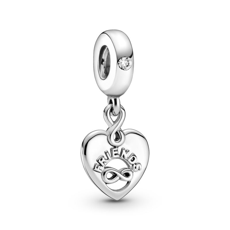 Friends Forever Heart Silver Hanging Charm