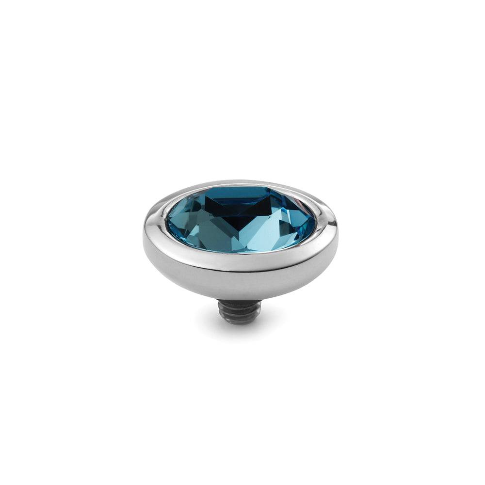 Qudo Piave Oval Top 9X11mm Stainless Steel (Dark Turquoise) Colour. Swarovski Crystal.