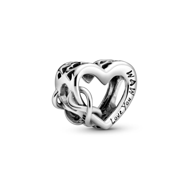 Love You Mum Infinity Heart Silver Charm
