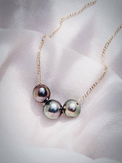 Triple Floating Tahitian Pearl Necklace - Mililani: 17 Inch