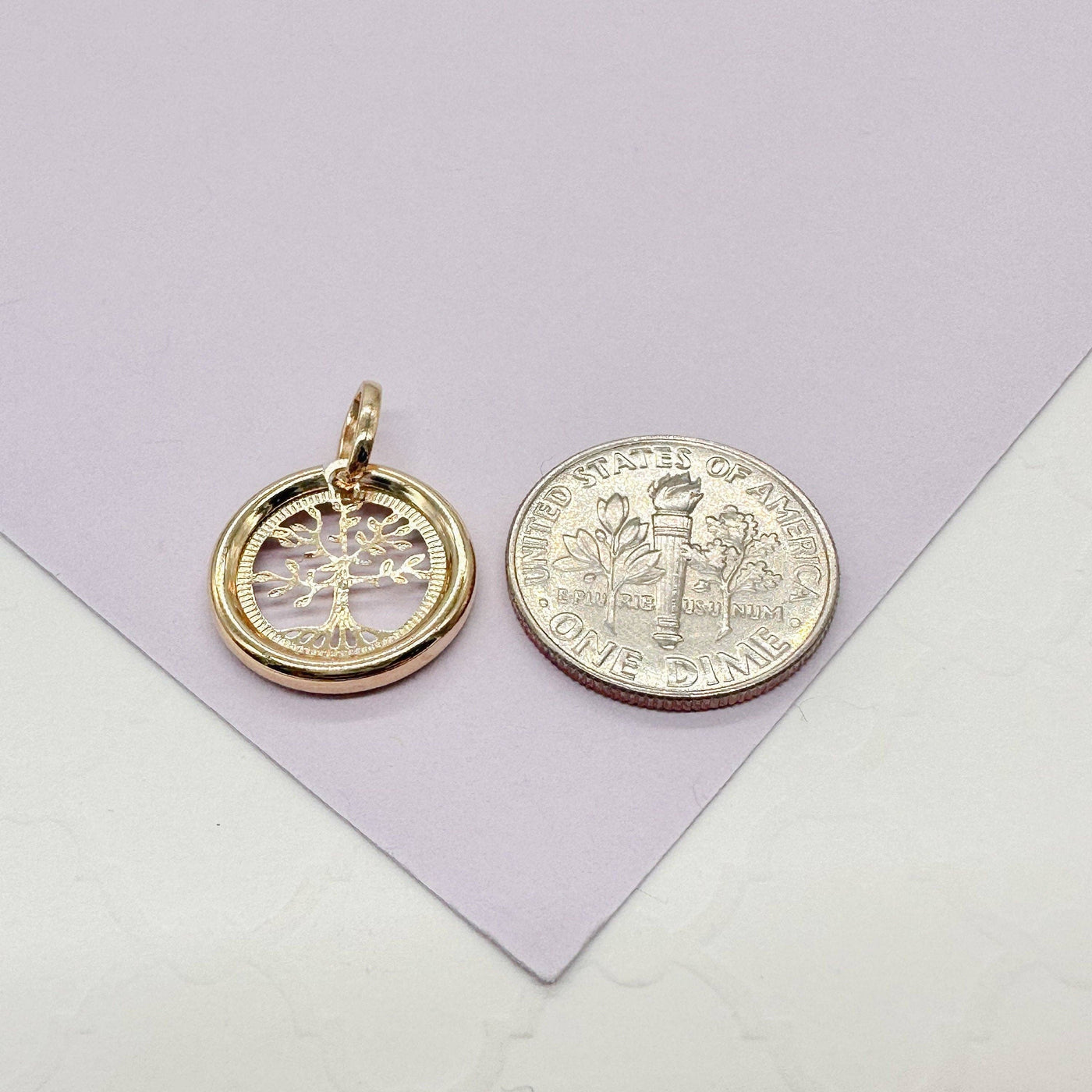 18k Gold Filled Small Circle See Through Pendants: Tree of Life