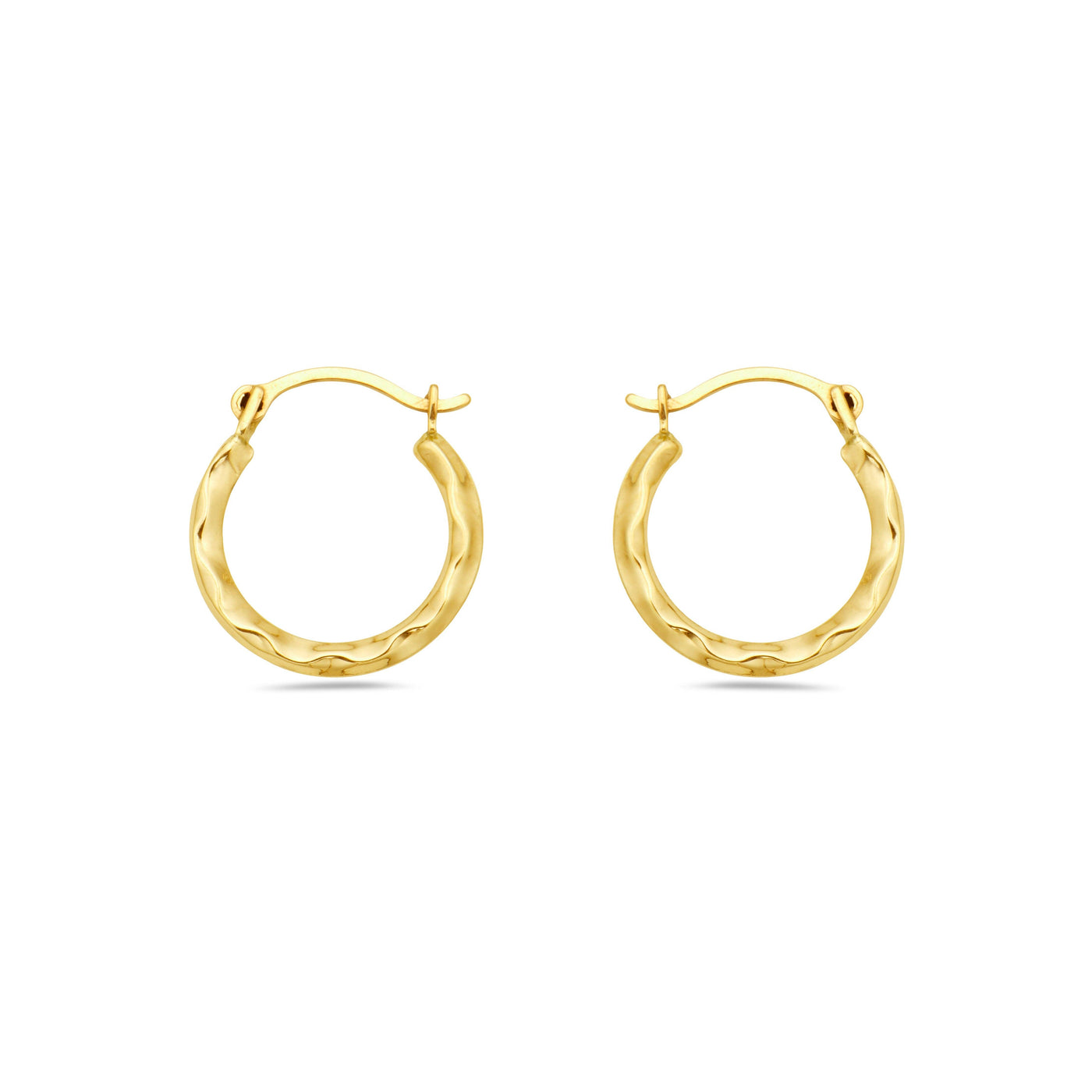 14K Hammered Swoosh Hoop Earrings