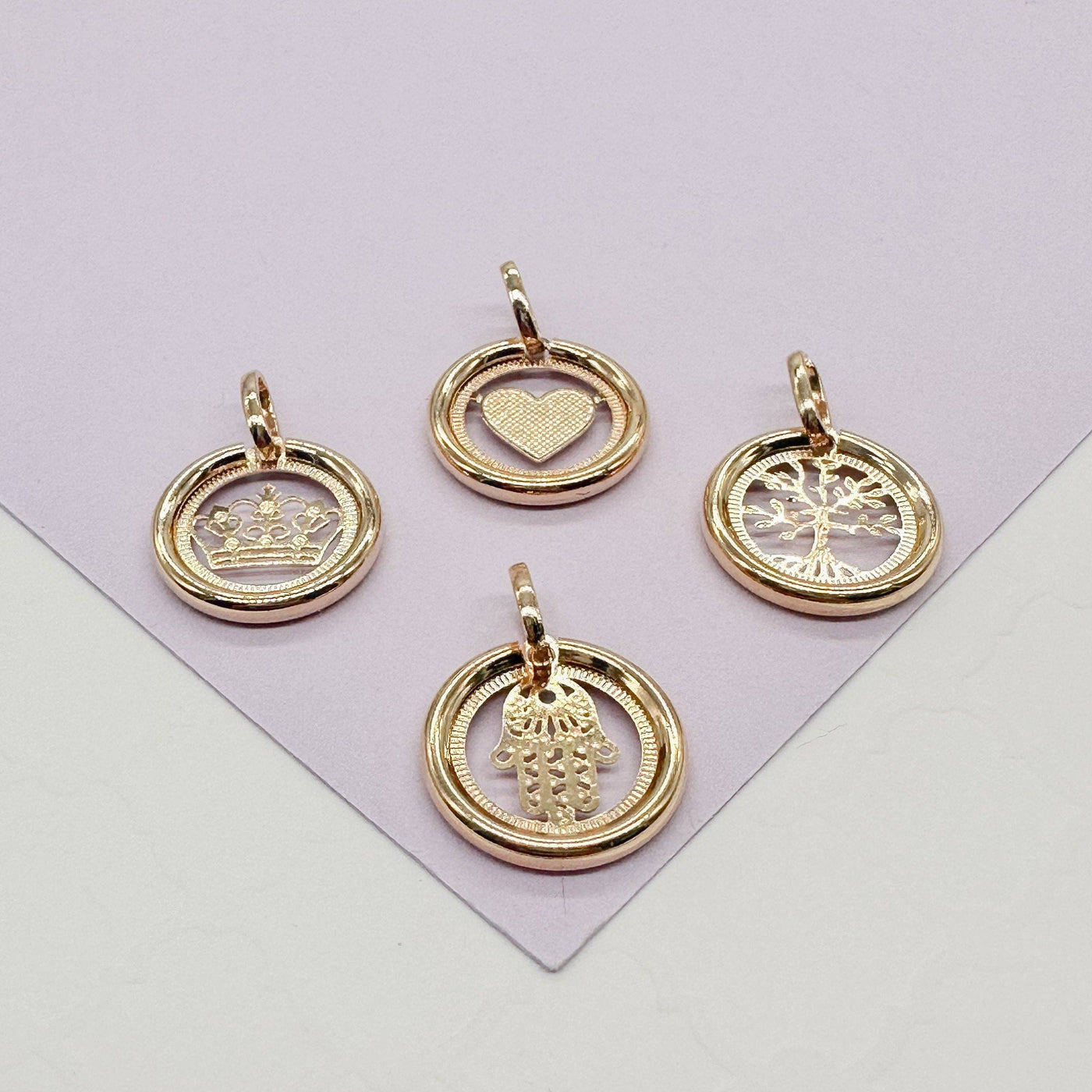 18k Gold Filled Small Circle See Through Pendants: Tree of Life