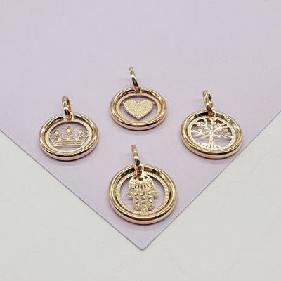 18k Gold Filled Small Circle See Through Pendants: Tree of Life