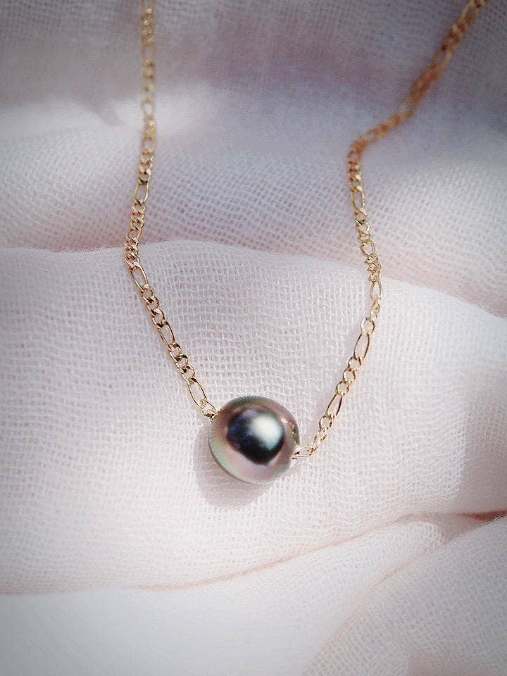 Single Floating Tahitian Pearl Necklace - Miliani: 17 Inch