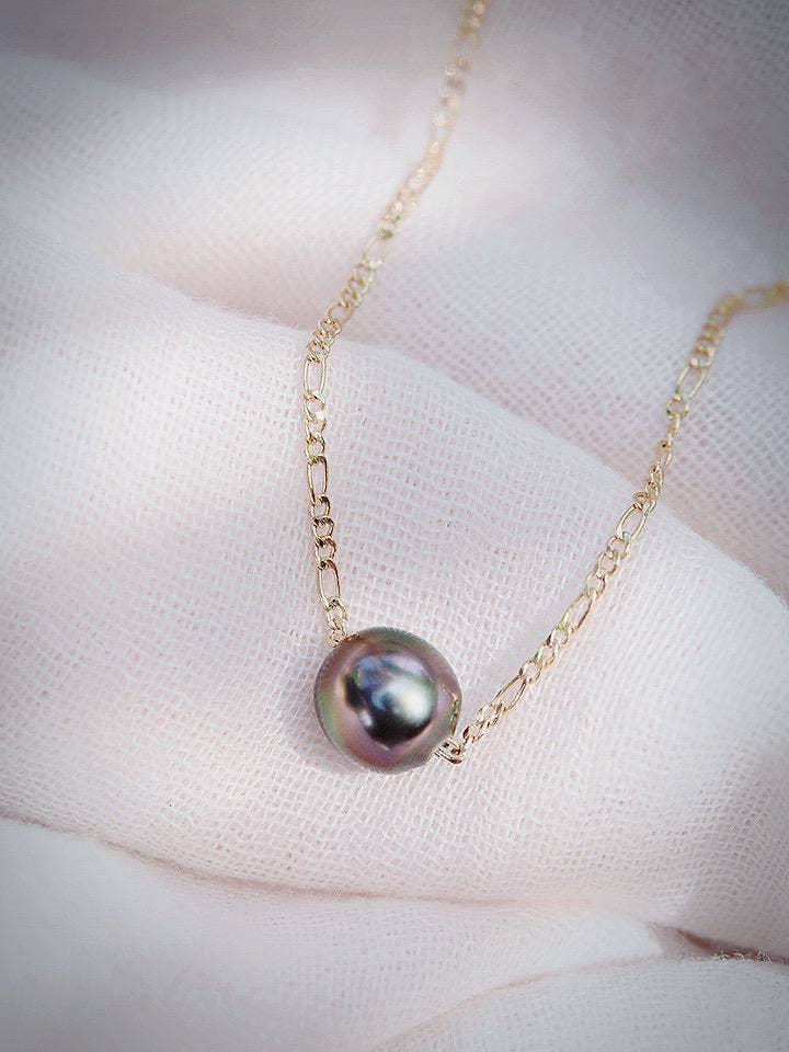 Single Floating Tahitian Pearl Necklace - Miliani: 17 Inch