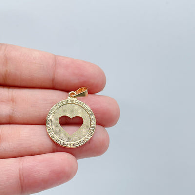 18k Gold filled See Through Heart Pendant With Engraved Love Words