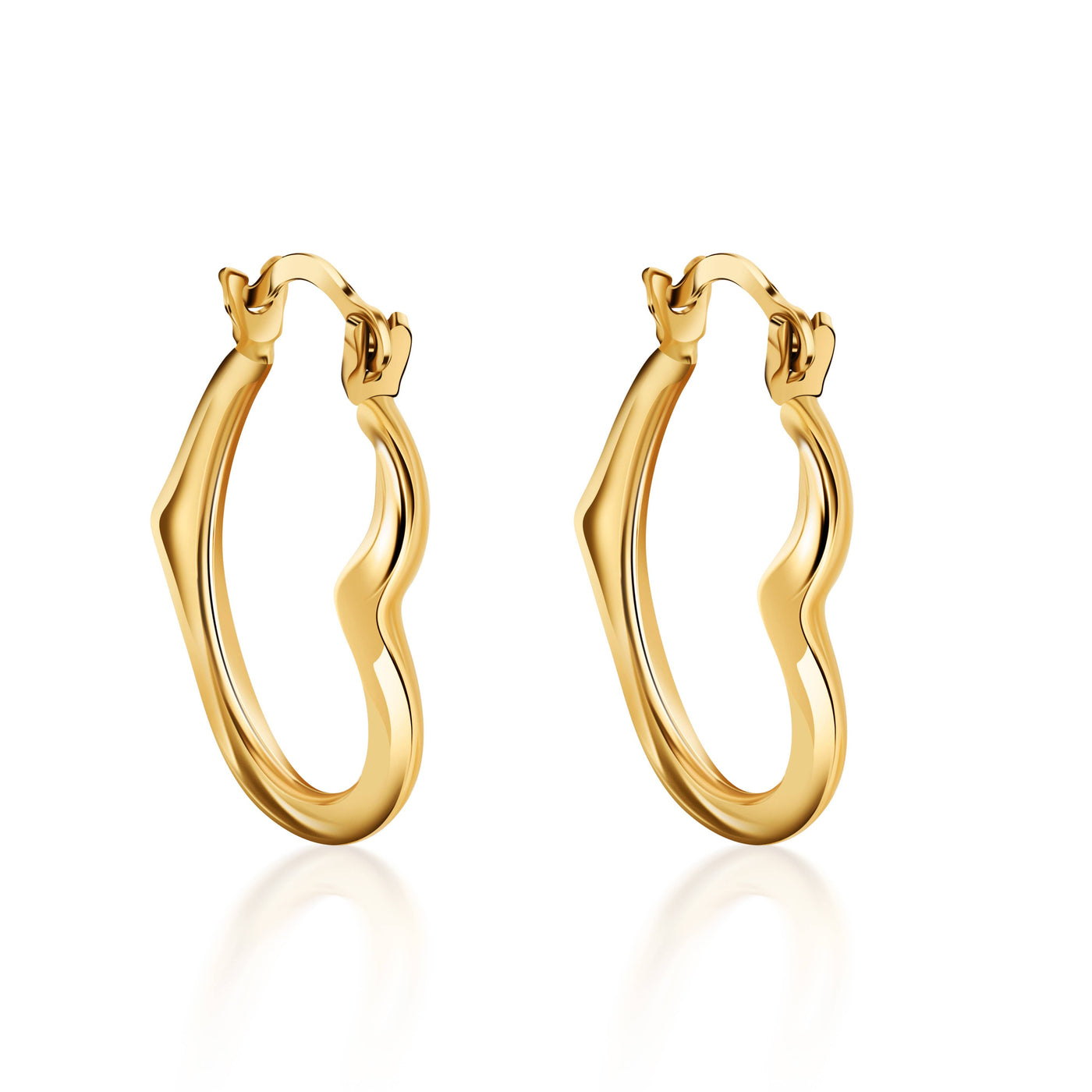 Solid Gold Cutesy Open Heart Hoop Earrings: 10K / Heart