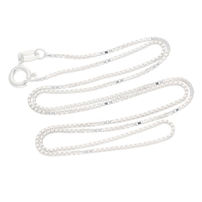Italian 1mm Sterling Silver Box Link Chain Necklace: 24
