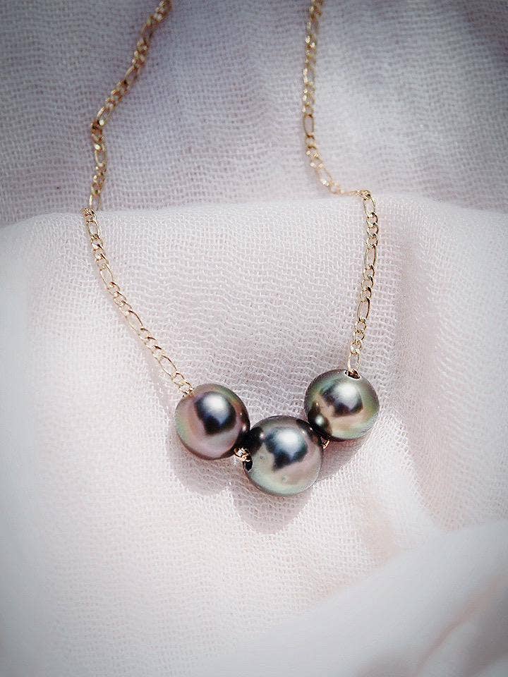 Triple Floating Tahitian Pearl Necklace - Mililani: 17 Inch