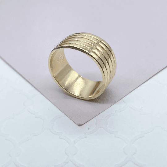 18k Gold filled Plain Gold Filled Five Rowed Band Ring: 9 US