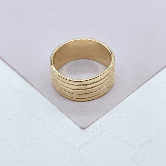 18k Gold filled Plain Gold Filled Five Rowed Band Ring: 9 US