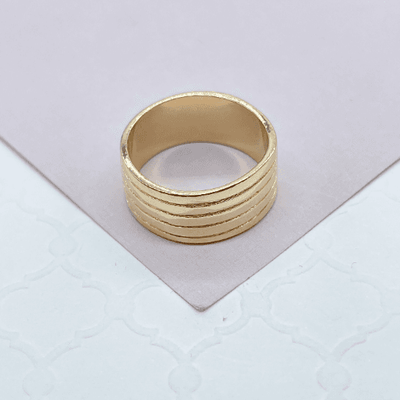 18k Gold filled Plain Gold Filled Five Rowed Band Ring: 9 US