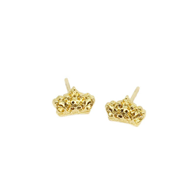18k Gold Filled Crown Stud Earrings For Wholesale And Jewelry Supplies