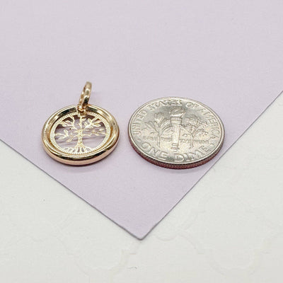 18k Gold Filled Small Circle See Through Pendants: Tree of Life