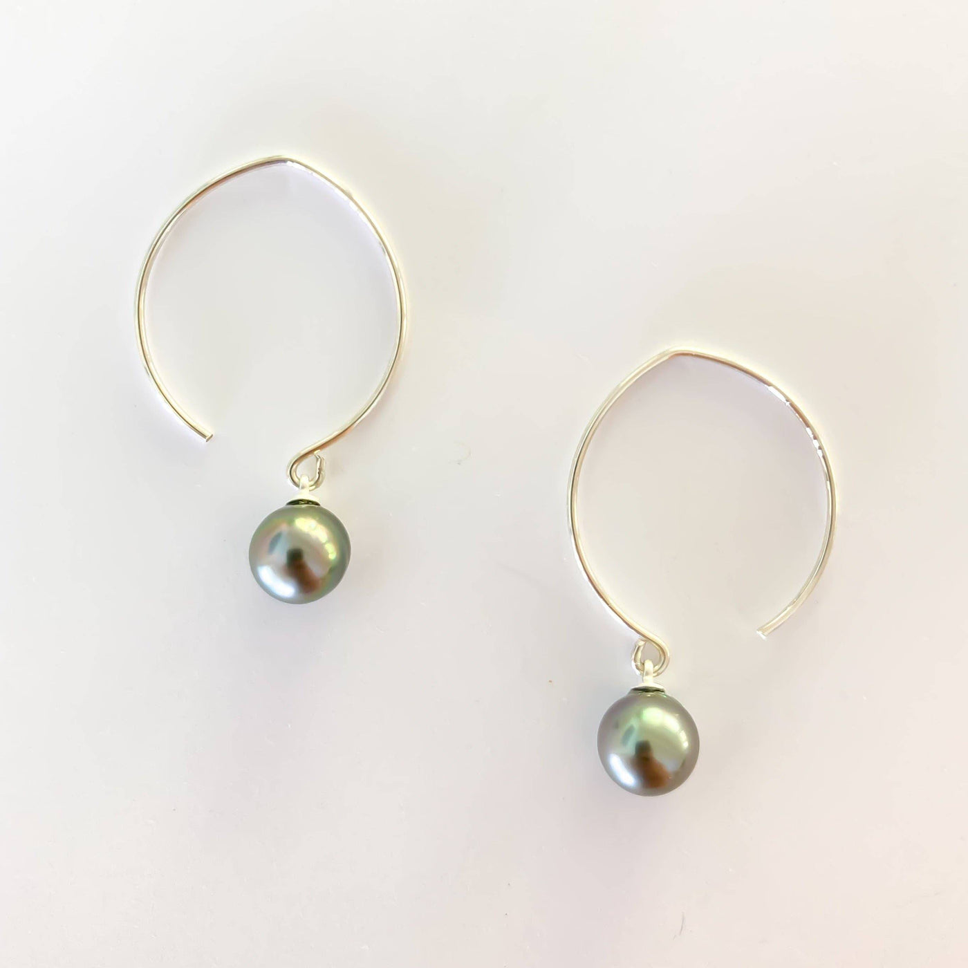 Tahitian Pearl Half Moon Earrings: Gold Filled