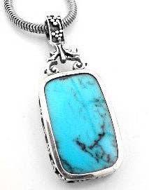 Black Onyx and Turquoise Reversible Sterling Silver Slide Pendant