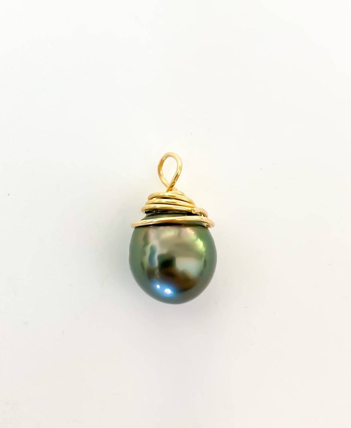 Tahitian Pearl Wrap Necklace: 18" / Gold / 14mm