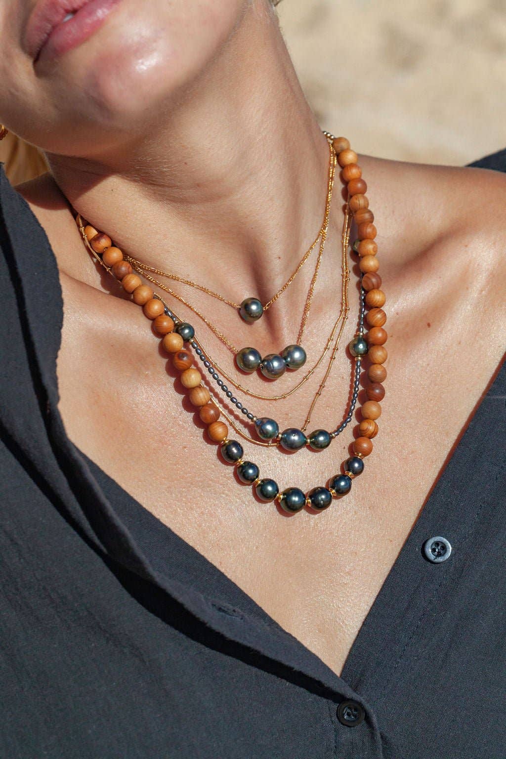 Single Floating Tahitian Pearl Necklace - Miliani: 17 Inch