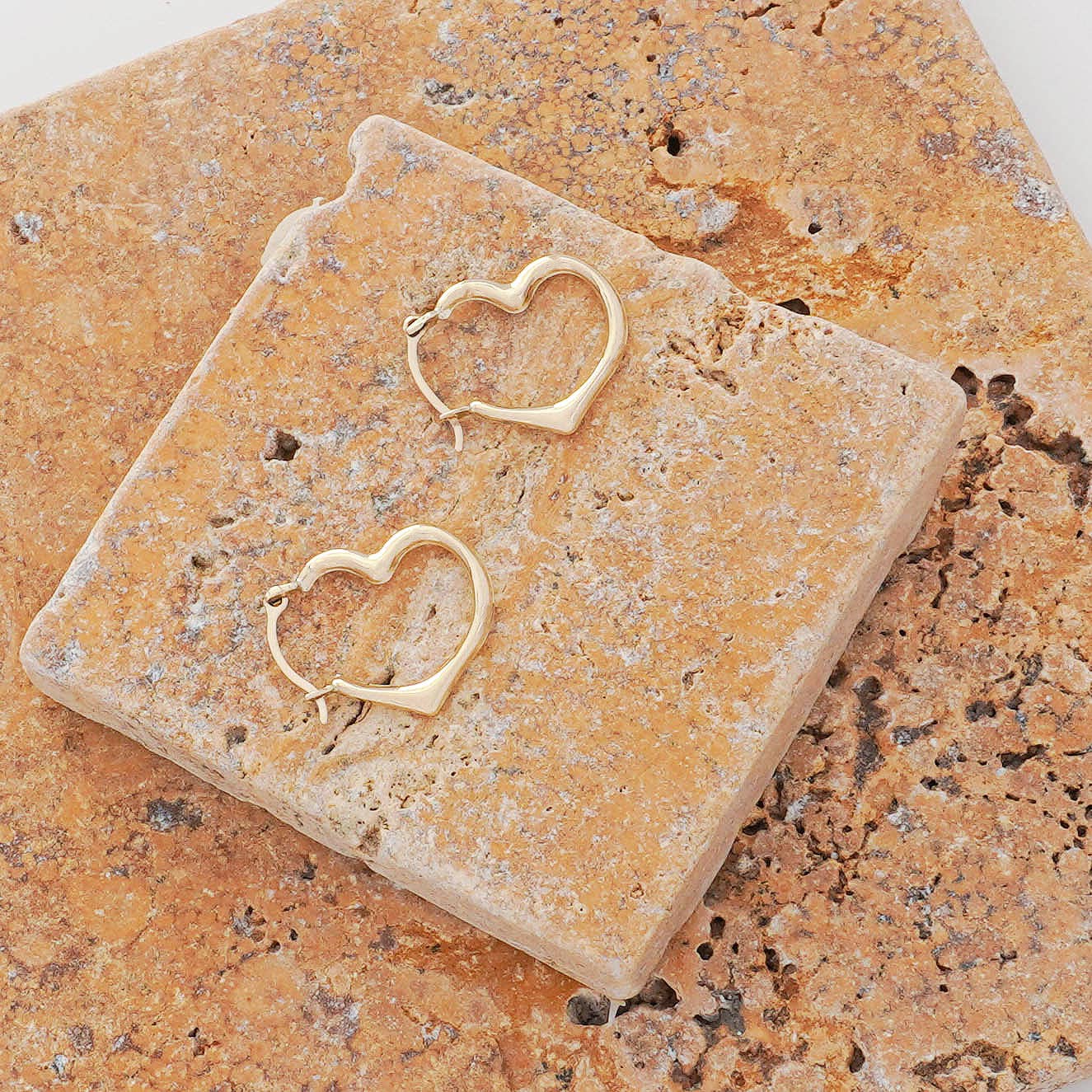 Solid Gold Cutesy Open Heart Hoop Earrings: 10K / Heart