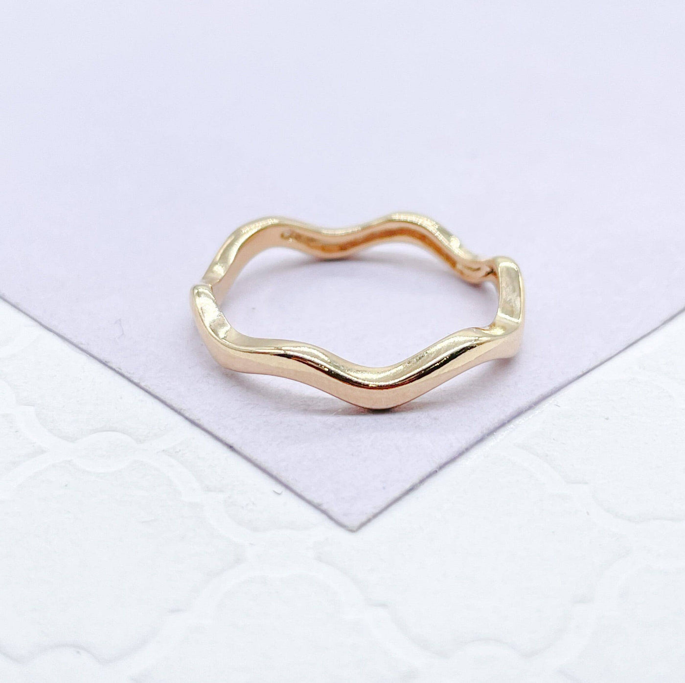 18k Gold Filled Plain Smooth Wavy Ring: 7