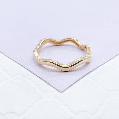 18k Gold Filled Plain Smooth Wavy Ring: 7