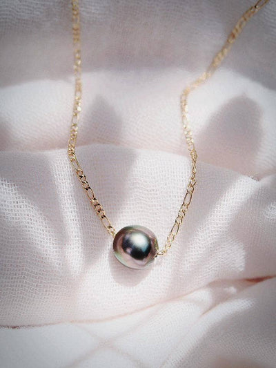 Single Floating Tahitian Pearl Necklace - Miliani: 17 Inch