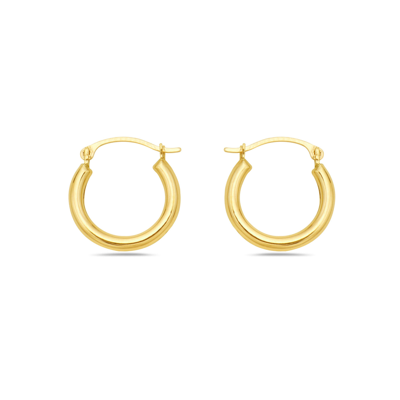 Solid Gold High Polish Thick Round Hoop Earrings: 10K / 2MM