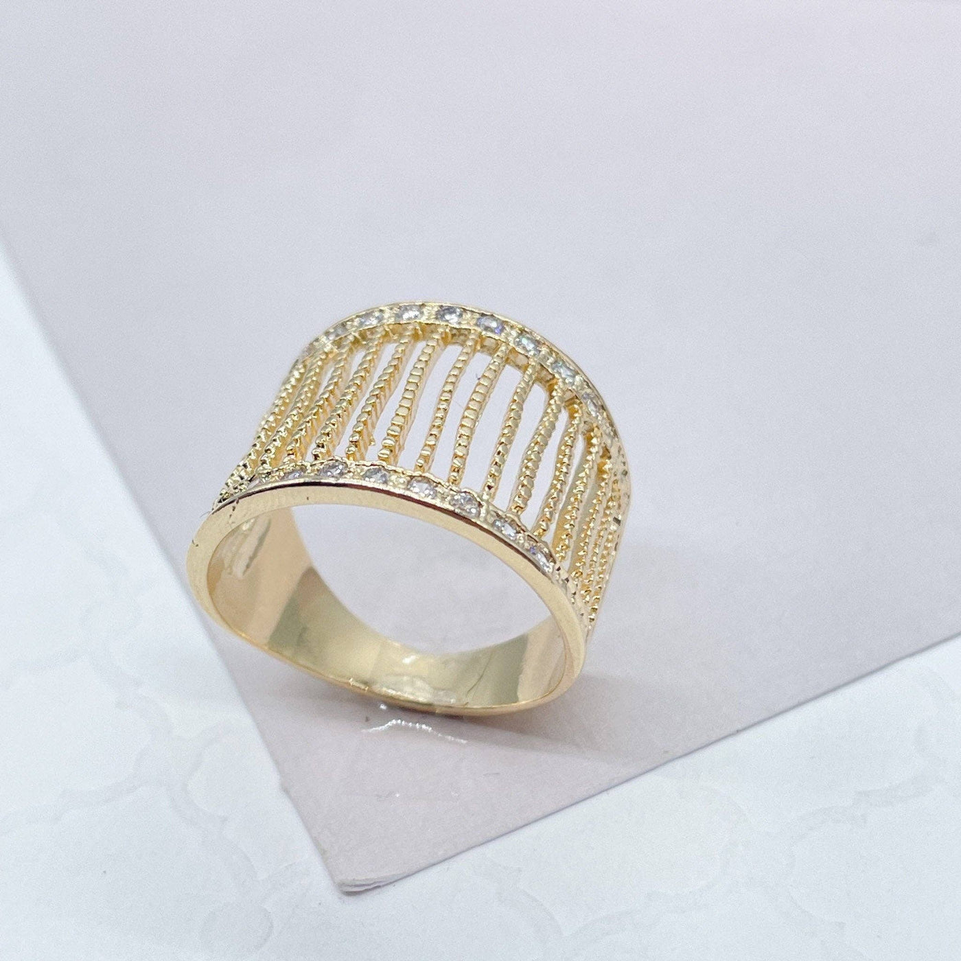 18k Gold Filled See-Thru Wide Ring: 7