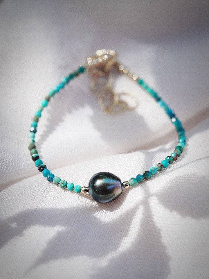 Dainty Turquoise Tahitian Pearl Bracelet