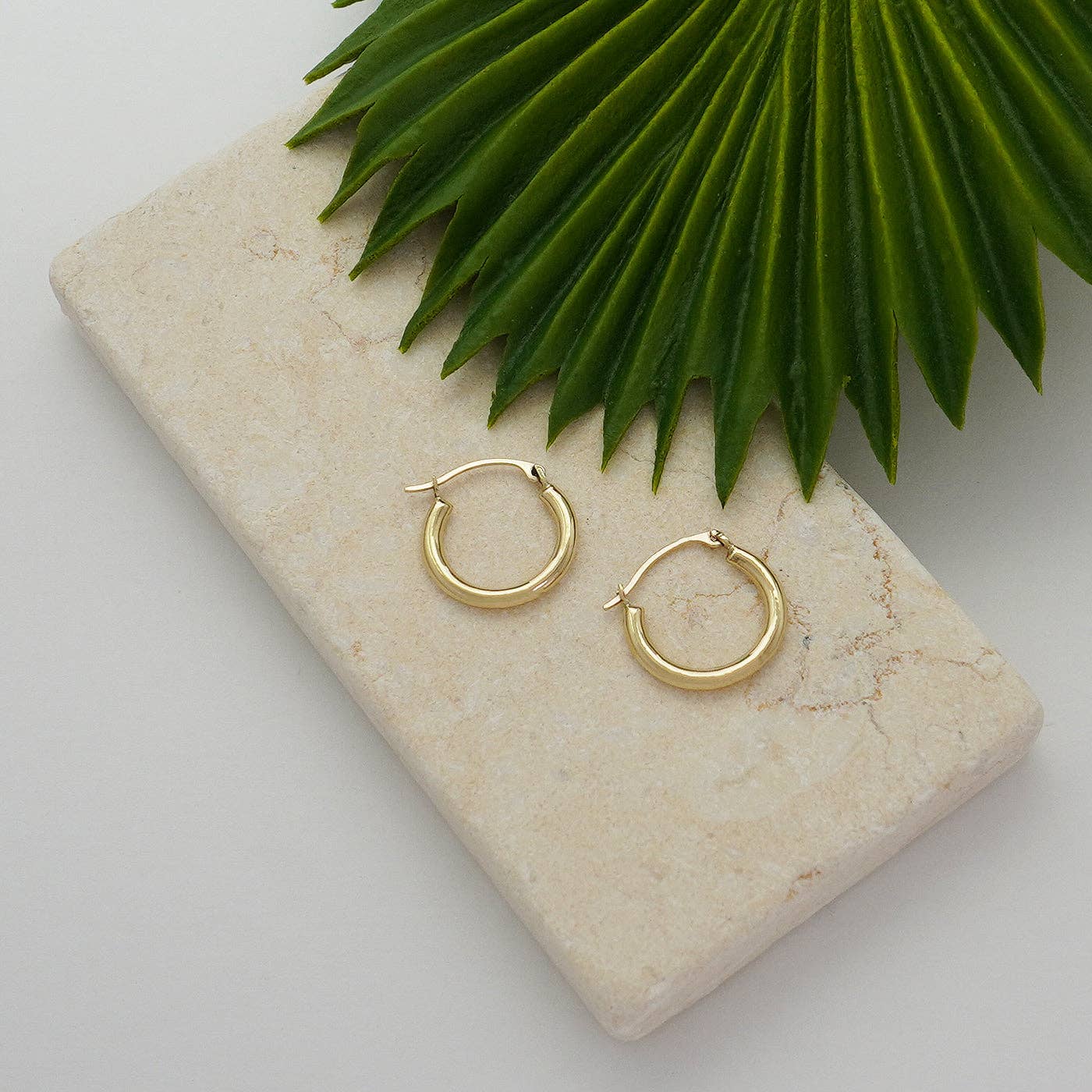 Solid Gold High Polish Thick Round Hoop Earrings: 10K / 2MM