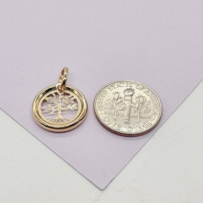 18k Gold Filled Small Circle See Through Pendants: Tree of Life