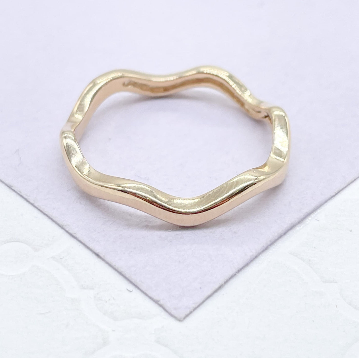 18k Gold Filled Plain Smooth Wavy Ring: 7