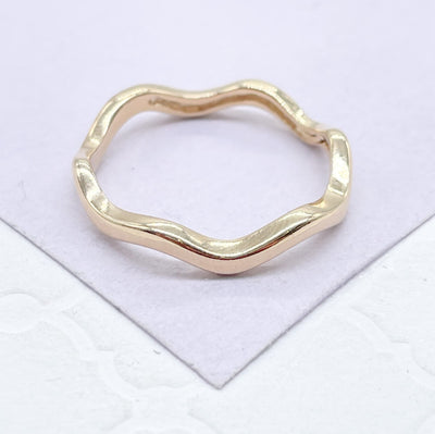 18k Gold Filled Plain Smooth Wavy Ring: 7