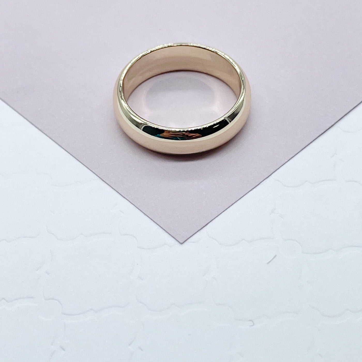 18K Gold Filled Plain Ring, Engagement Band Ring: 7