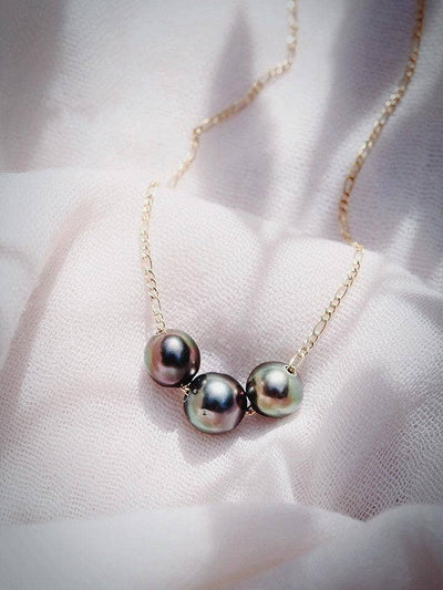 Triple Floating Tahitian Pearl Necklace - Mililani: 17 Inch