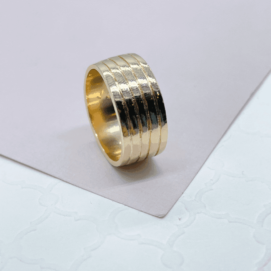 18k Gold filled Plain Gold Filled Five Rowed Band Ring: 9 US