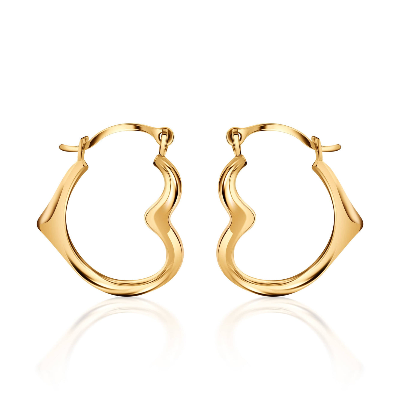 Solid Gold Cutesy Open Heart Hoop Earrings: 10K / Heart