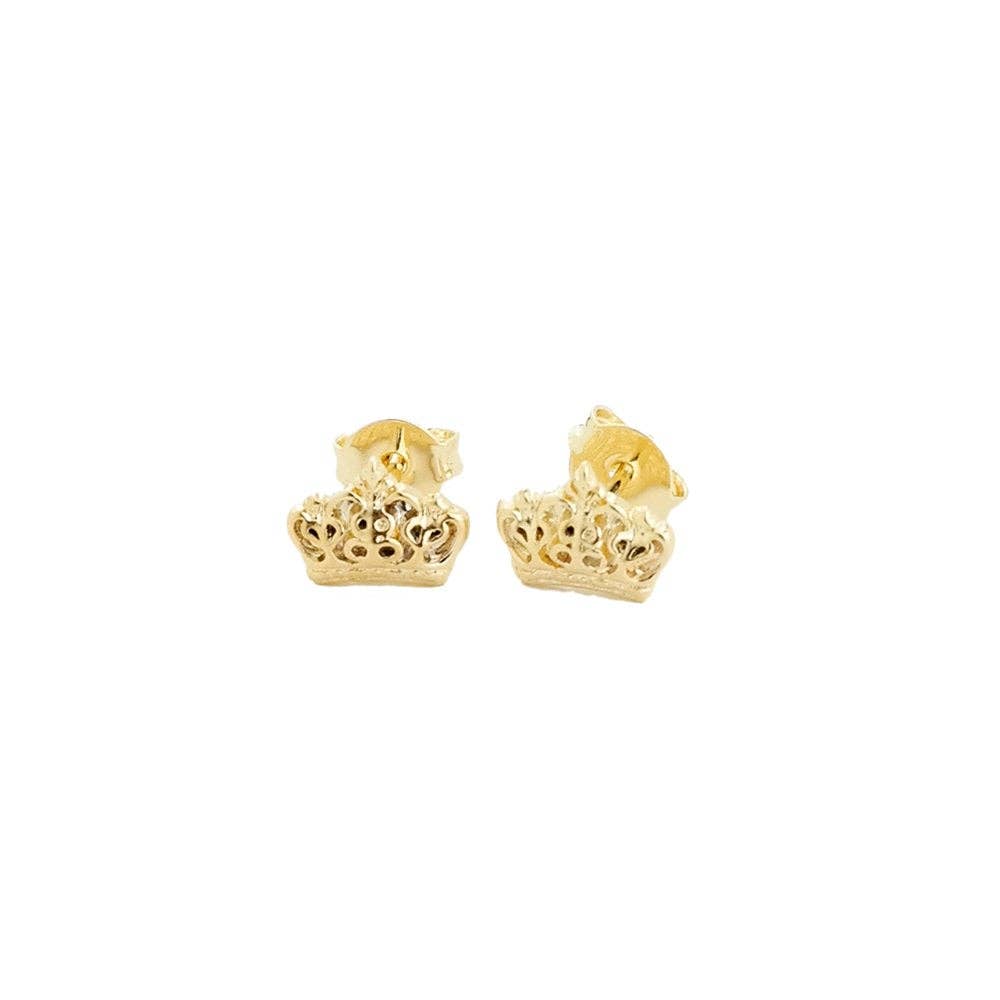 18k Gold Filled Crown Stud Earrings For Wholesale And Jewelry Supplies