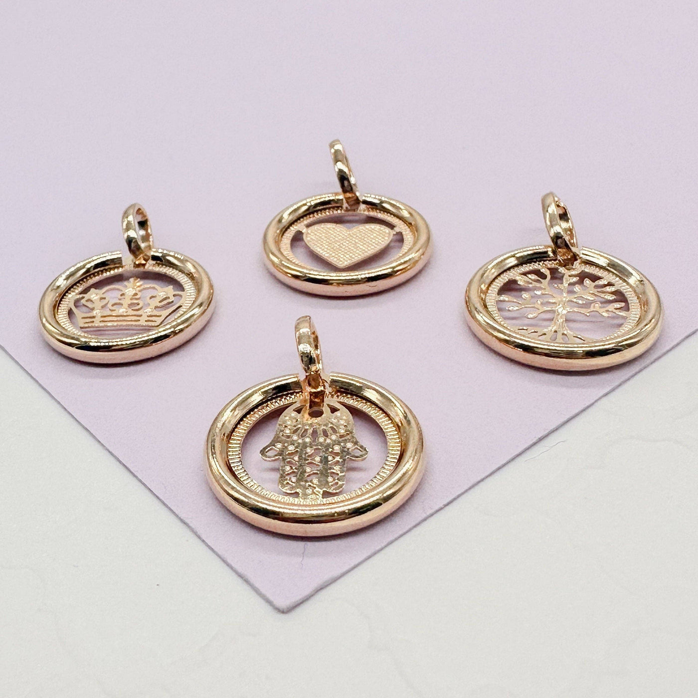 18k Gold Filled Small Circle See Through Pendants: Tree of Life